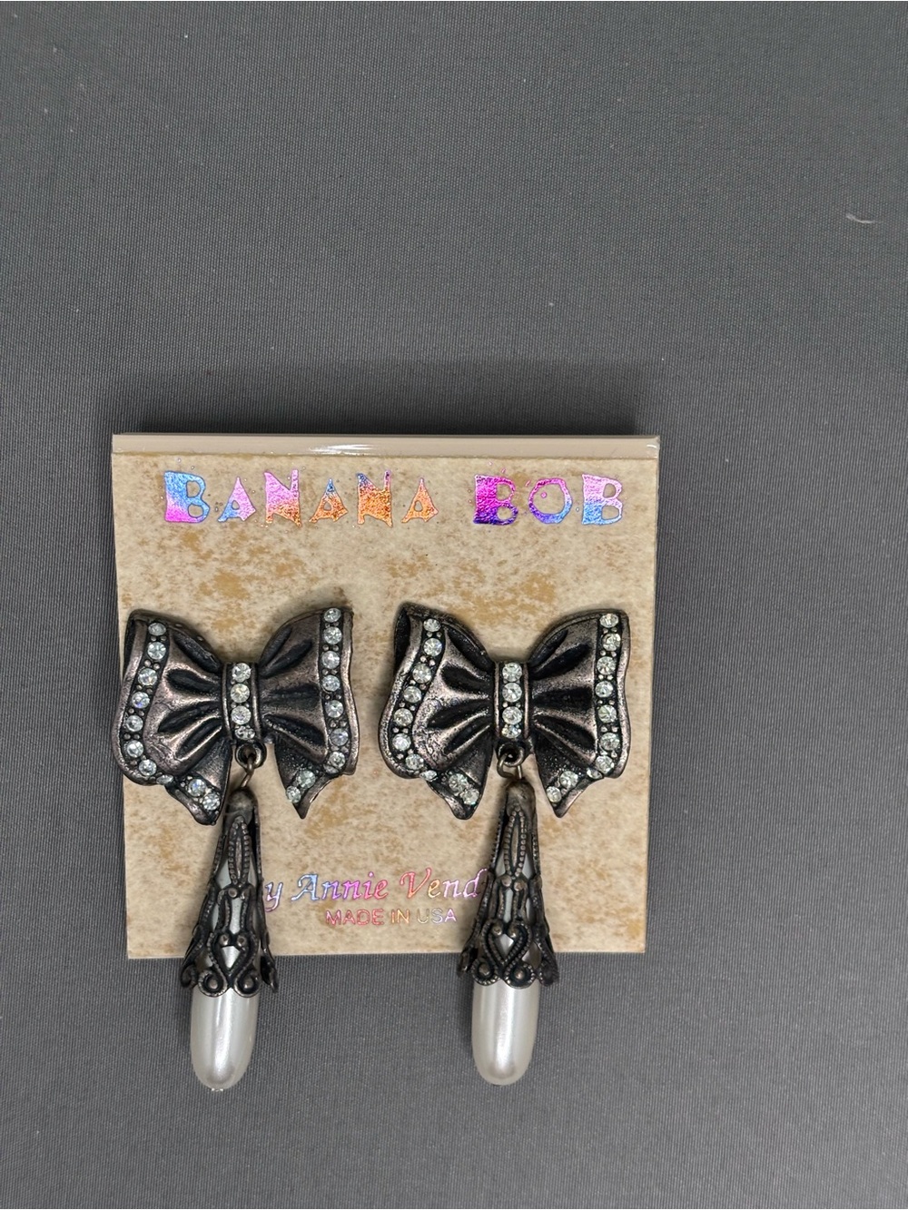 Banana Bob Bow & Pearl Drop Earrings  USA